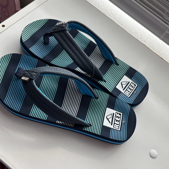 Reef Navy and Teal Striped Sandals - Picture 1 of 2
